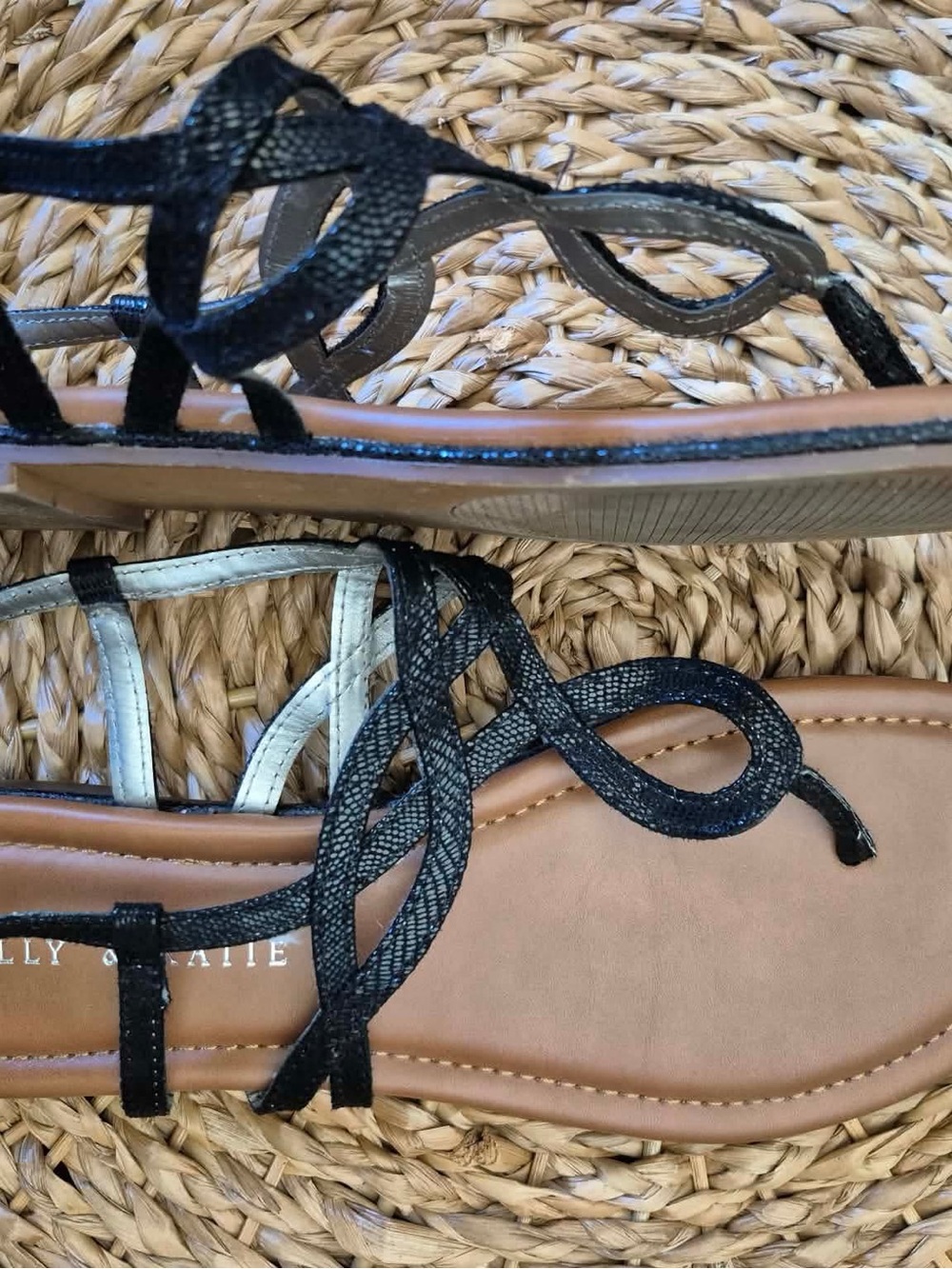 Kelly & Katie Black Strappy Braided Sandals - Picture 2 of 2